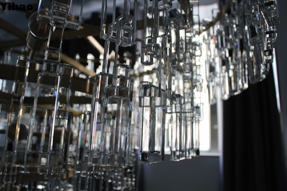 漆塗り 焼け 仕上げ 青銅 結晶 チェンデリア 円筒チェンデリア 直径 91cm