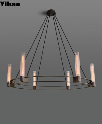 固形銅パスティス円形チェンデリア 2228 直径 48 X 60 OAH レッドボロシリケートガラス